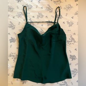 Reformation - Emerald Satin Cowl Neck Top